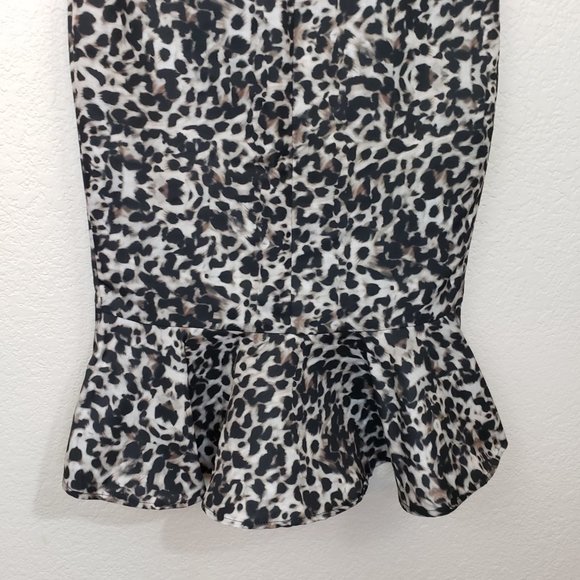 Runaway Women's Cheetah Print Ruffle Side Slit Asymmetrical Midi Skirt Sz 8 - Picture 9 of 15